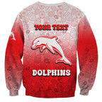 Personalized Dolphins Sweatshirt Easter Mascot - Colorful Eggs Cartoon Style