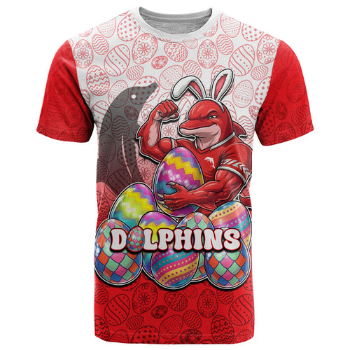 Personalized Dolphins T Shirt Easter Mascot - Colorful Eggs Cartoon Style