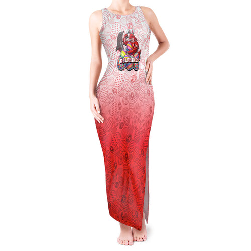 Personalized Dolphins Tank Maxi Dress Easter Mascot - Colorful Eggs Cartoon Style