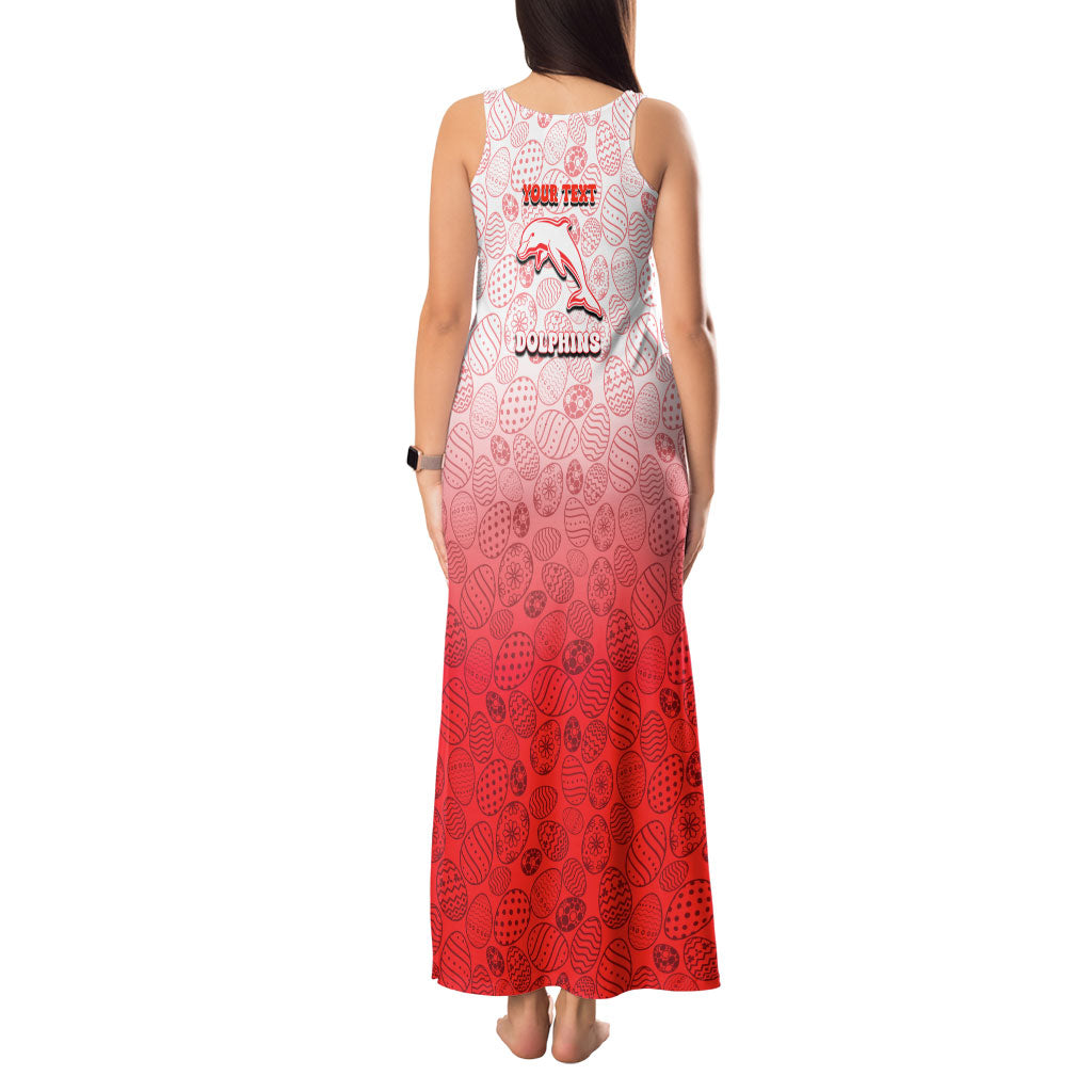 Personalized Dolphins Tank Maxi Dress Easter Mascot - Colorful Eggs Cartoon Style