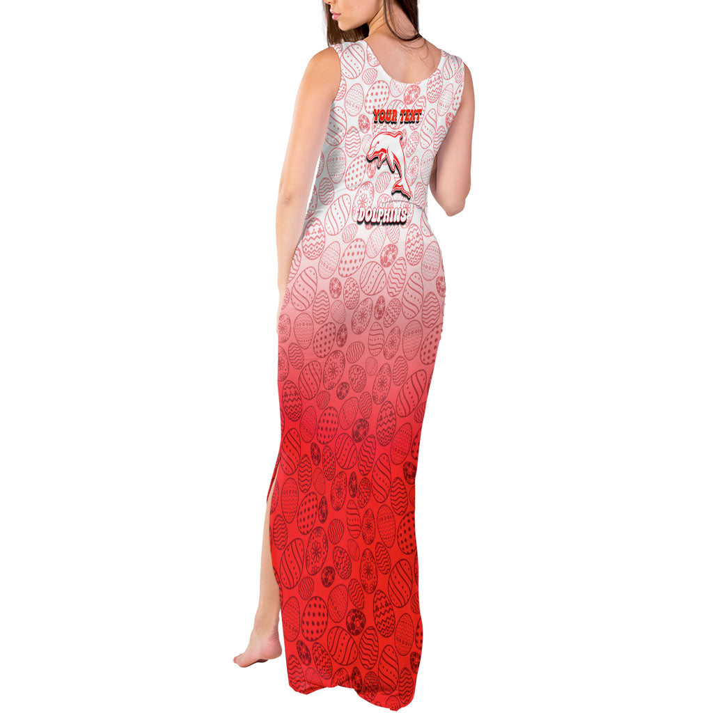 Personalized Dolphins Tank Maxi Dress Easter Mascot - Colorful Eggs Cartoon Style