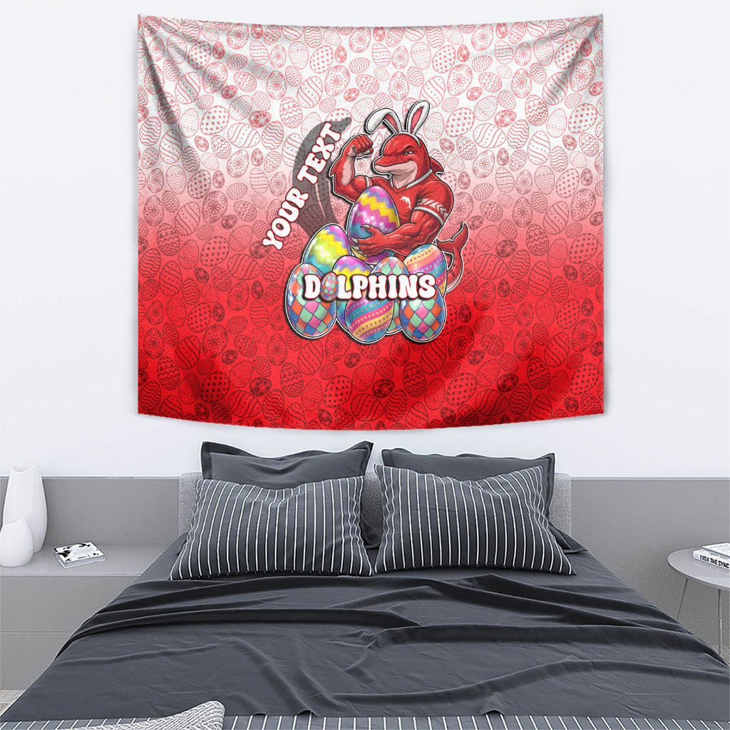 Personalized Dolphins Tapestry Easter Mascot - Colorful Eggs Cartoon Style