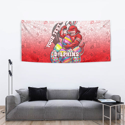 Personalized Dolphins Tapestry Easter Mascot - Colorful Eggs Cartoon Style