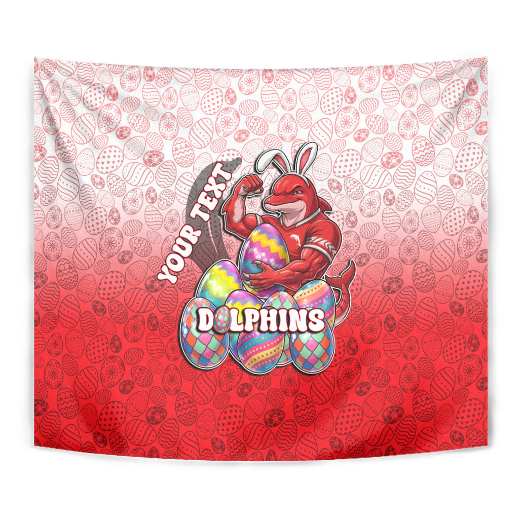 Personalized Dolphins Tapestry Easter Mascot - Colorful Eggs Cartoon Style