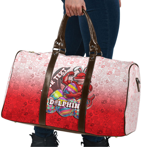 Personalized Dolphins Travel Bag Easter Mascot - Colorful Eggs Cartoon Style