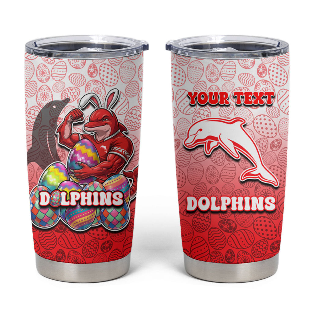 Personalized Dolphins Tumbler Cup Easter Mascot - Colorful Eggs Cartoon Style