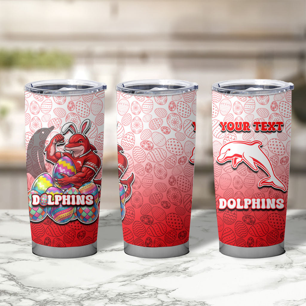 Personalized Dolphins Tumbler Cup Easter Mascot - Colorful Eggs Cartoon Style