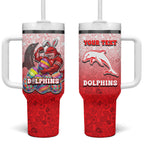 Personalized Dolphins Tumbler With Handle Easter Mascot - Colorful Eggs Cartoon Style