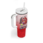 Personalized Dolphins Tumbler With Handle Easter Mascot - Colorful Eggs Cartoon Style
