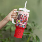 Personalized Dolphins Tumbler With Handle Easter Mascot - Colorful Eggs Cartoon Style