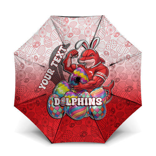Personalized Dolphins Umbrella Easter Mascot - Colorful Eggs Cartoon Style