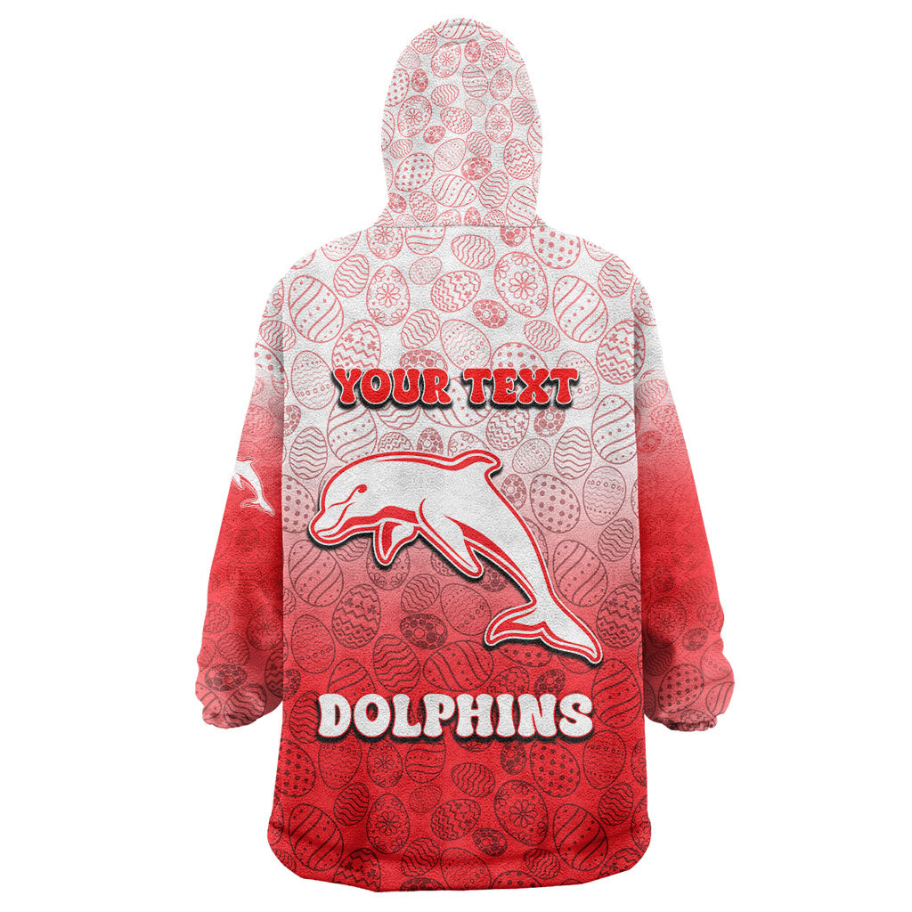 Personalized Dolphins Wearable Blanket Hoodie Easter Mascot - Colorful Eggs Cartoon Style