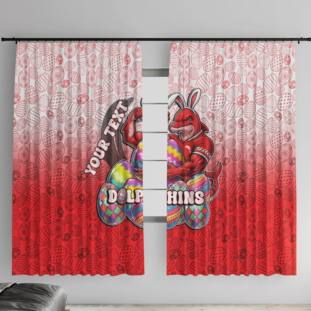 Personalized Dolphins Window Curtain Easter Mascot - Colorful Eggs Cartoon Style