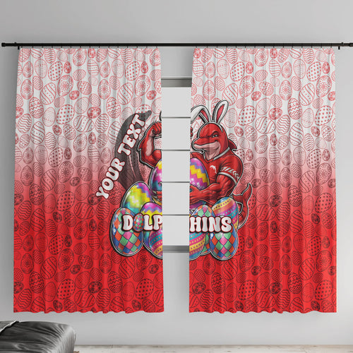 Personalized Dolphins Window Curtain Easter Mascot - Colorful Eggs Cartoon Style