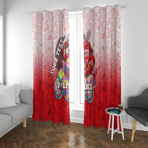 Personalized Dolphins Window Curtain Easter Mascot - Colorful Eggs Cartoon Style