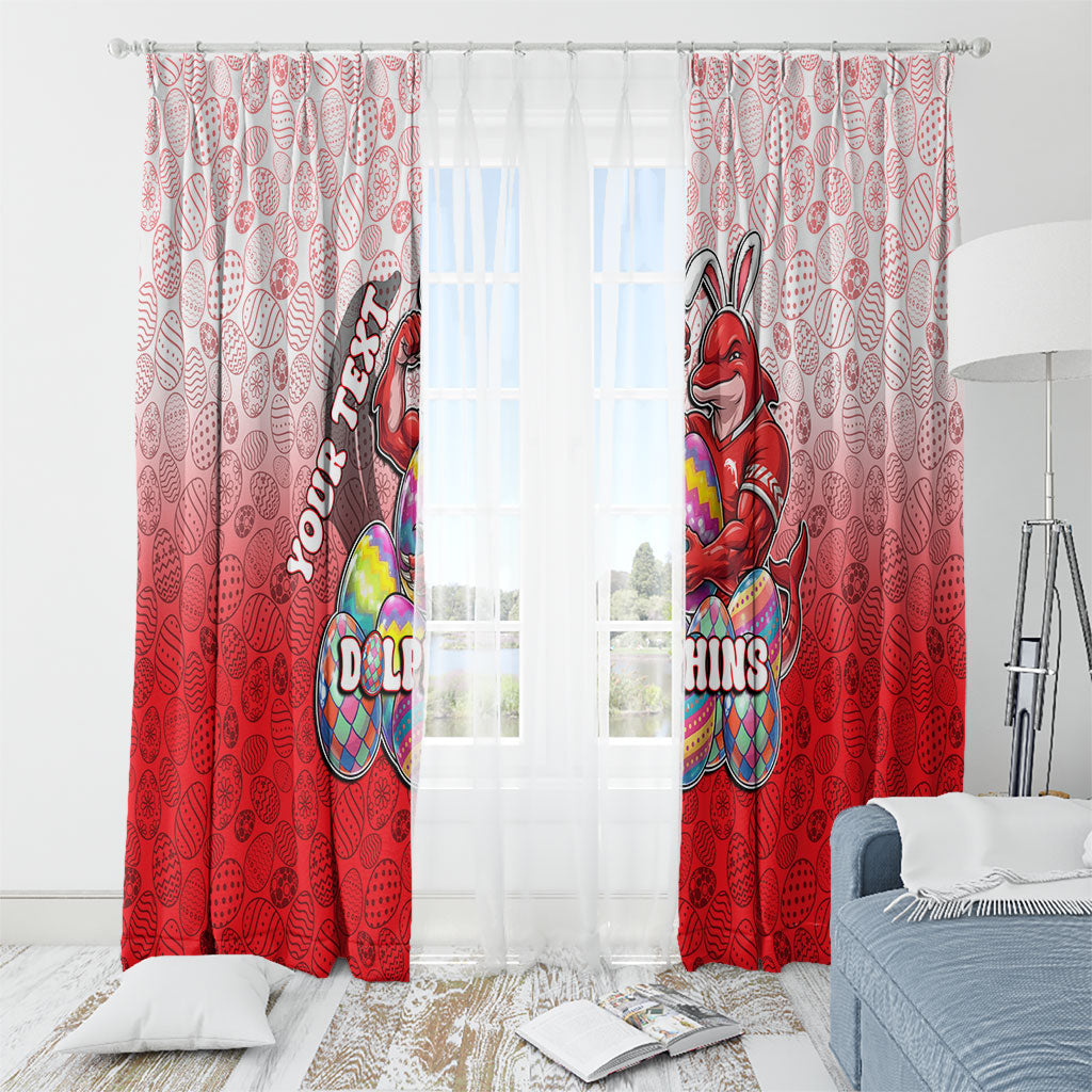 Personalized Dolphins Window Curtain Easter Mascot - Colorful Eggs Cartoon Style