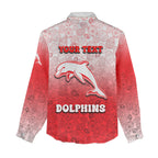 Personalized Dolphins Women Casual Shirt Easter Mascot - Colorful Eggs Cartoon Style