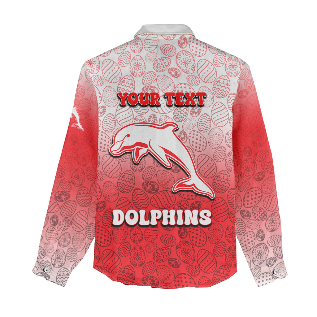 Personalized Dolphins Women Casual Shirt Easter Mascot - Colorful Eggs Cartoon Style