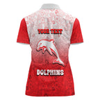 Personalized Dolphins Women Polo Shirt Easter Mascot - Colorful Eggs Cartoon Style