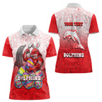 Personalized Dolphins Women Polo Shirt Easter Mascot - Colorful Eggs Cartoon Style
