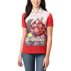 Personalized Dolphins Women Polo Shirt Easter Mascot - Colorful Eggs Cartoon Style