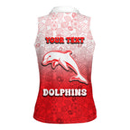 Personalized Dolphins Women Sleeveless Polo Shirt Easter Mascot - Colorful Eggs Cartoon Style