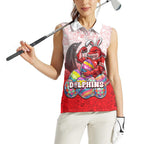 Personalized Dolphins Women Sleeveless Polo Shirt Easter Mascot - Colorful Eggs Cartoon Style