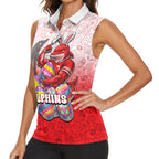 Personalized Dolphins Women Sleeveless Polo Shirt Easter Mascot - Colorful Eggs Cartoon Style