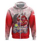 Personalized Dolphins Zip Hoodie Easter Mascot - Colorful Eggs Cartoon Style