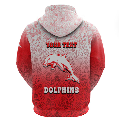 Personalized Dolphins Zip Hoodie Easter Mascot - Colorful Eggs Cartoon Style