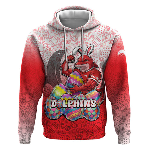 Personalized Dolphins Zip Hoodie Easter Mascot - Colorful Eggs Cartoon Style