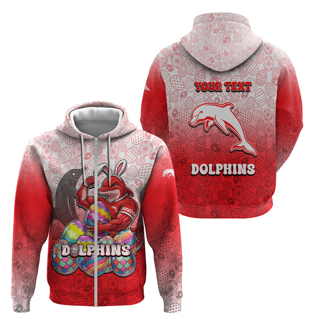Personalized Dolphins Zip Hoodie Easter Mascot - Colorful Eggs Cartoon Style