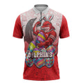 Personalized Dolphins Zipper Polo Shirt Easter Mascot - Colorful Eggs Cartoon Style