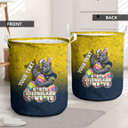 Personalized North Queensland Cowboys Laundry Basket Easter Mascot - Colorful Eggs Cartoon Style