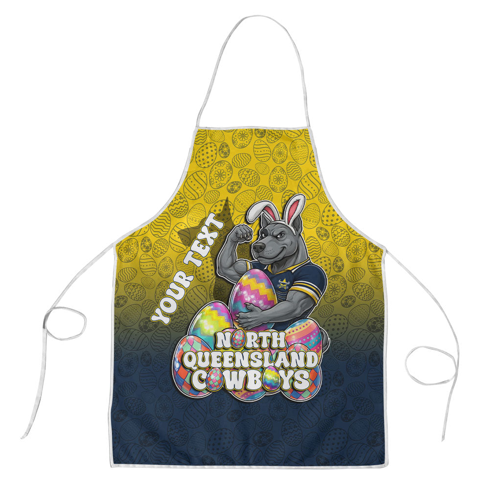 Personalized North Queensland Cowboys Apron Easter Mascot - Colorful Eggs Cartoon Style