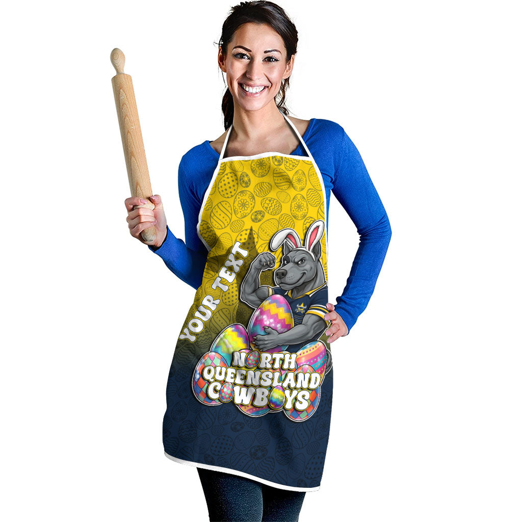 Personalized North Queensland Cowboys Apron Easter Mascot - Colorful Eggs Cartoon Style