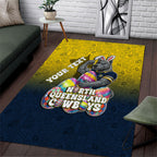 Personalized North Queensland Cowboys Area Rug Easter Mascot - Colorful Eggs Cartoon Style