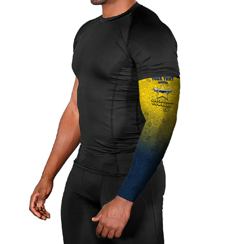 Personalized North Queensland Cowboys Arm Sleeves Easter Mascot - Colorful Eggs Cartoon Style