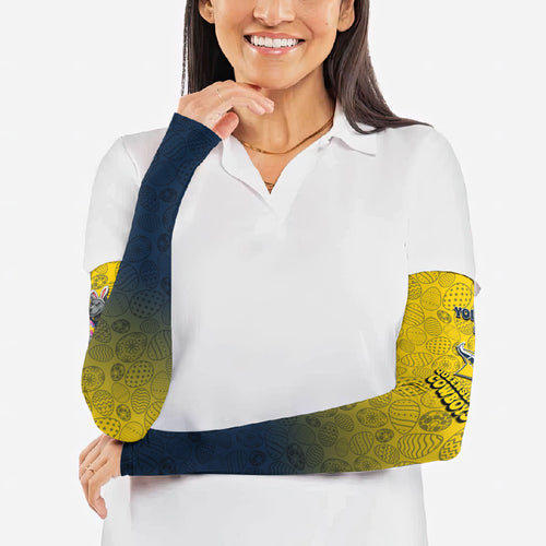 Personalized North Queensland Cowboys Arm Sleeves Easter Mascot - Colorful Eggs Cartoon Style