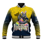 Personalized North Queensland Cowboys Baseball Jacket Easter Mascot - Colorful Eggs Cartoon Style