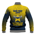 Personalized North Queensland Cowboys Baseball Jacket Easter Mascot - Colorful Eggs Cartoon Style