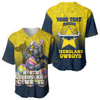 Personalized North Queensland Cowboys Baseball Jersey Easter Mascot - Colorful Eggs Cartoon Style
