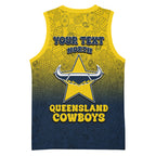 Personalized North Queensland Cowboys Basketball Jersey Easter Mascot - Colorful Eggs Cartoon Style