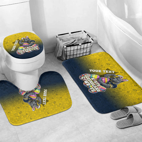 Personalized North Queensland Cowboys Bathroom Set Easter Mascot - Colorful Eggs Cartoon Style