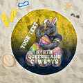 Personalized North Queensland Cowboys Beach Blanket Easter Mascot - Colorful Eggs Cartoon Style