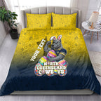 Personalized North Queensland Cowboys Bedding Set Easter Mascot - Colorful Eggs Cartoon Style