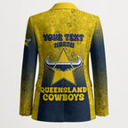 Personalized North Queensland Cowboys Blazer Easter Mascot - Colorful Eggs Cartoon Style
