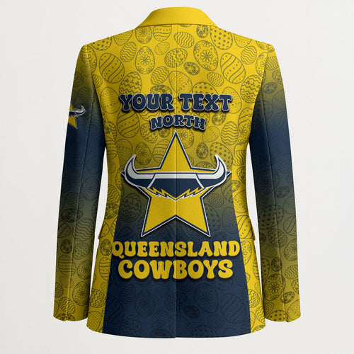 Personalized North Queensland Cowboys Blazer Easter Mascot - Colorful Eggs Cartoon Style