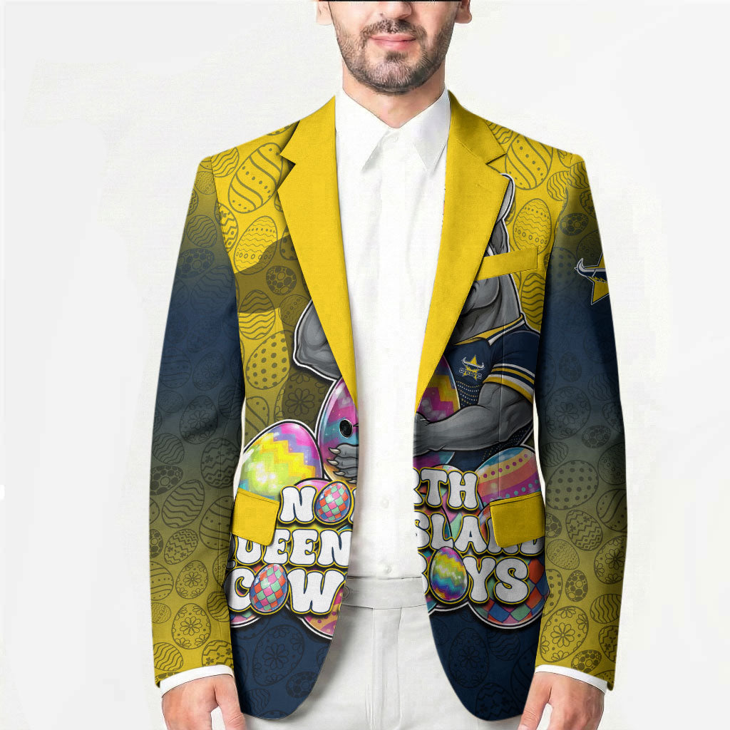 Personalized North Queensland Cowboys Blazer Easter Mascot - Colorful Eggs Cartoon Style
