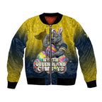 Personalized North Queensland Cowboys Bomber Jacket Easter Mascot - Colorful Eggs Cartoon Style